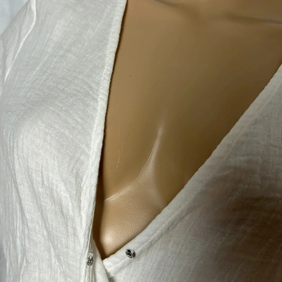 MIOU MUSE NWT  white mini flare gauze dress,cotton, smocked waistline - Picture 8 of 14